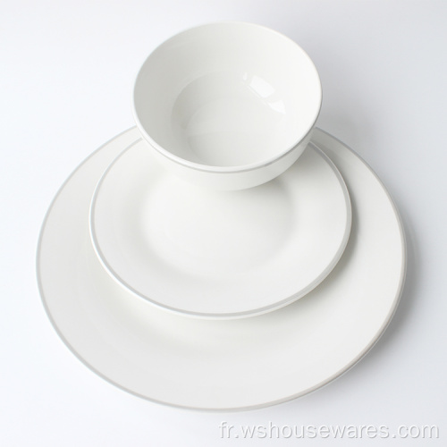 Bol de nouilles en porcelaine Plats blancs Plaque de restaurant en céramique